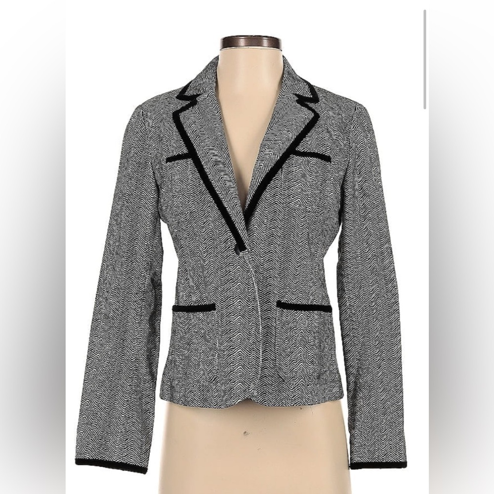 Claude Brown Black and White Herringbone Blazer